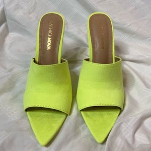 Highlighter Yellow Mule Heels